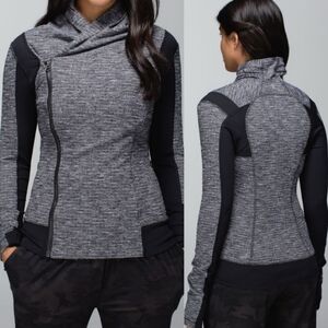 Lululemon Bhakti‎ Yoga Jacket Slim Fit Stretch Post Workout Black/Gray Size 6
